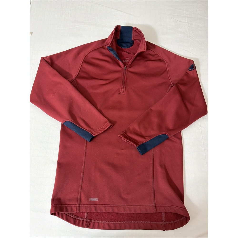 Nike Golf Sweater Mens Small Red Quarter Zip Pullover Long Sleeve Logo Jacket